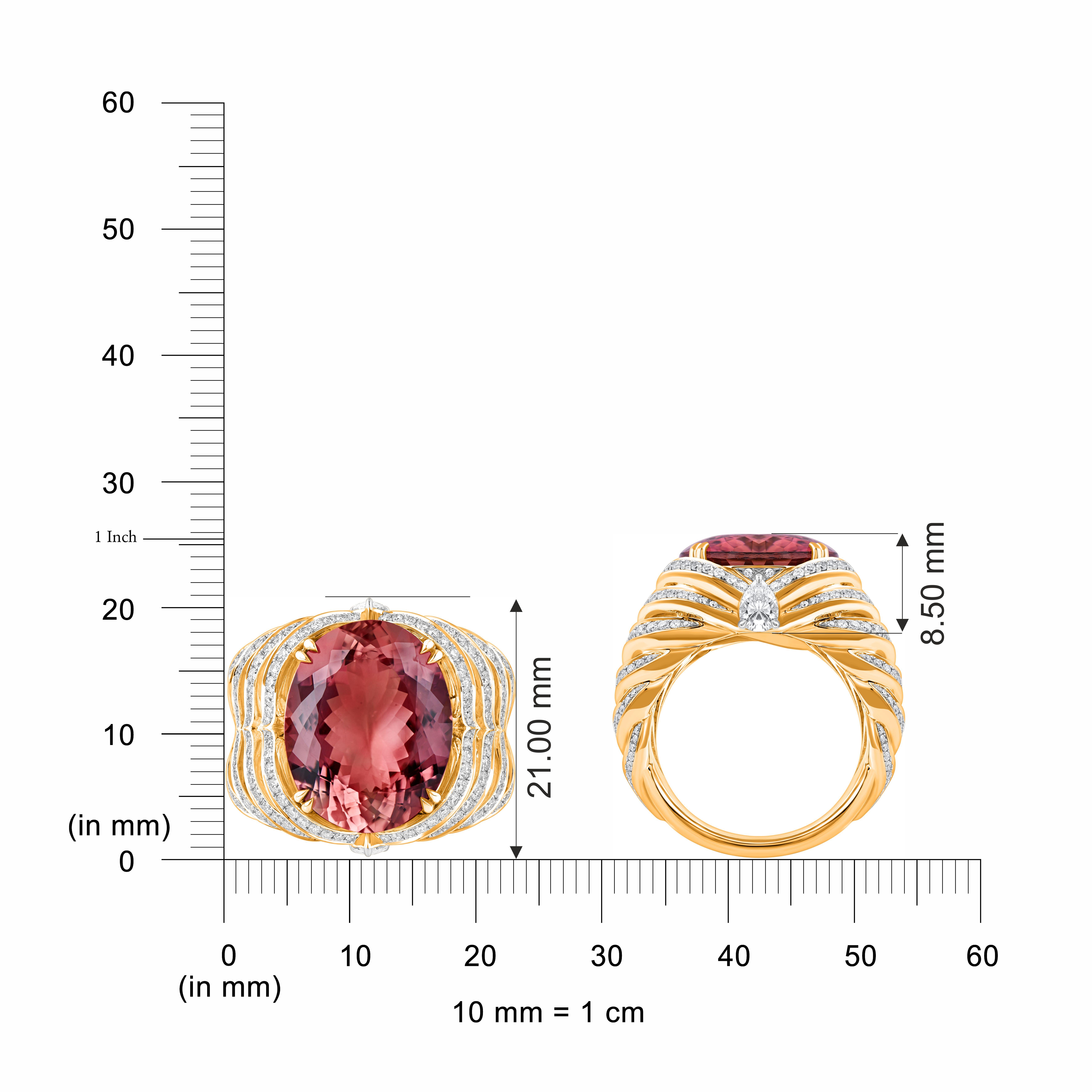 HARAKH 18KT Mandala-Ring, Gold, farbloser Diamant und rosa Turmalin im Zustand „Neu“ im Angebot in New York, NY