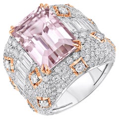 HARAKH Anillo Mandala de Oro de 18 KT con Diamante Incoloro y Turmalina Rosa