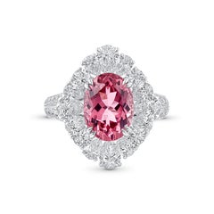 HARAKH 18KT Gold Colorless Diamond and Pink Tourmaline Raindrop Ring