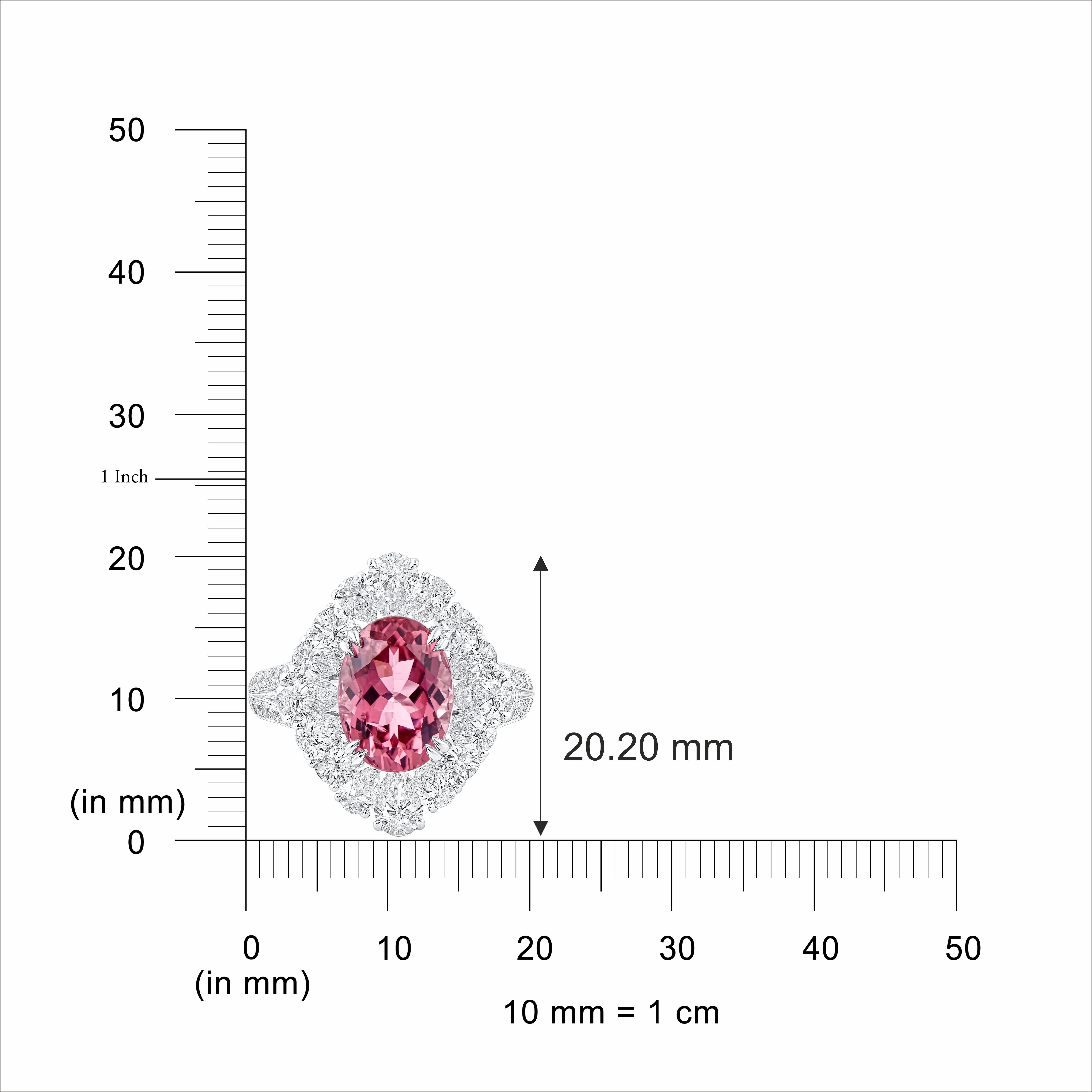 HARAKH Anillo Gota de Lluvia de Diamante Incoloro y Turmalina Rosa de Oro de 18 KT Moderno en venta