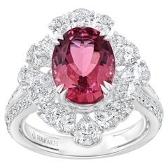 HARAKH 18KT Gold Colorless Diamond and Pink Tourmaline Raindrop Ring