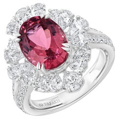 HARAKH 18KT Gold Colorless Diamond and Pink Tourmaline Raindrop Ring