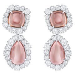 HARAKH Pendiente Cascada Oro 18KT Diamante Incoloro y Turmalina Marrón Rosada