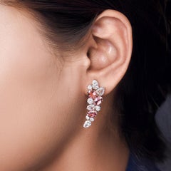 HARAKH 18KT Gold Colorless Diamond and Pinkish Tourmaline Cascade Earring
