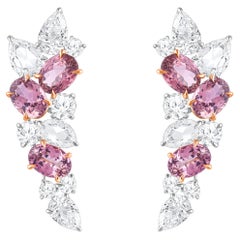 HARAKH 18KT Gold farbloser Diamant und rosafarbener Turmalin Cascade-Ohrring