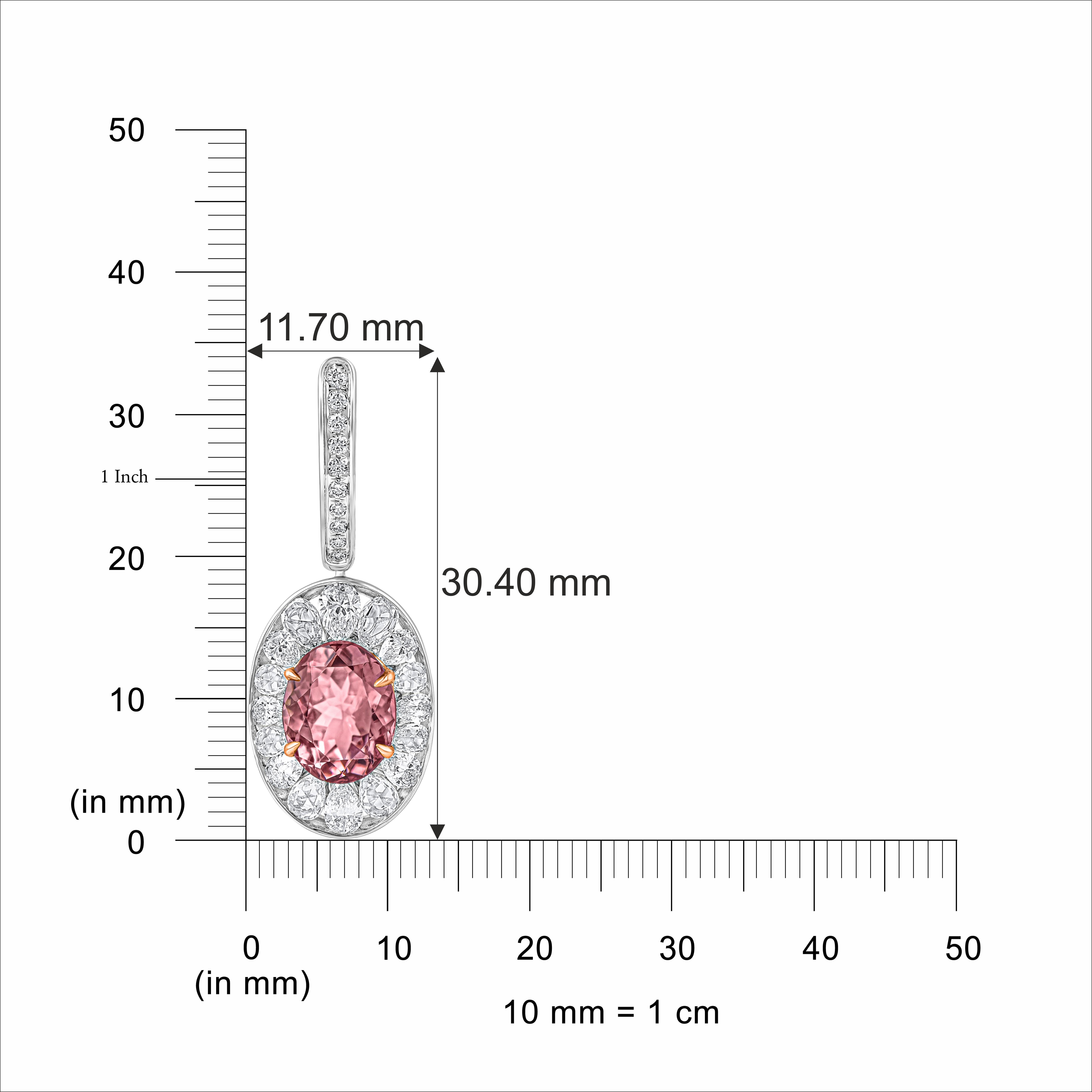 HARAKH Pendiente Cascada Oro 18KT Diamante Incoloro y Turmalina Rosa Violeta Corte brillante en venta