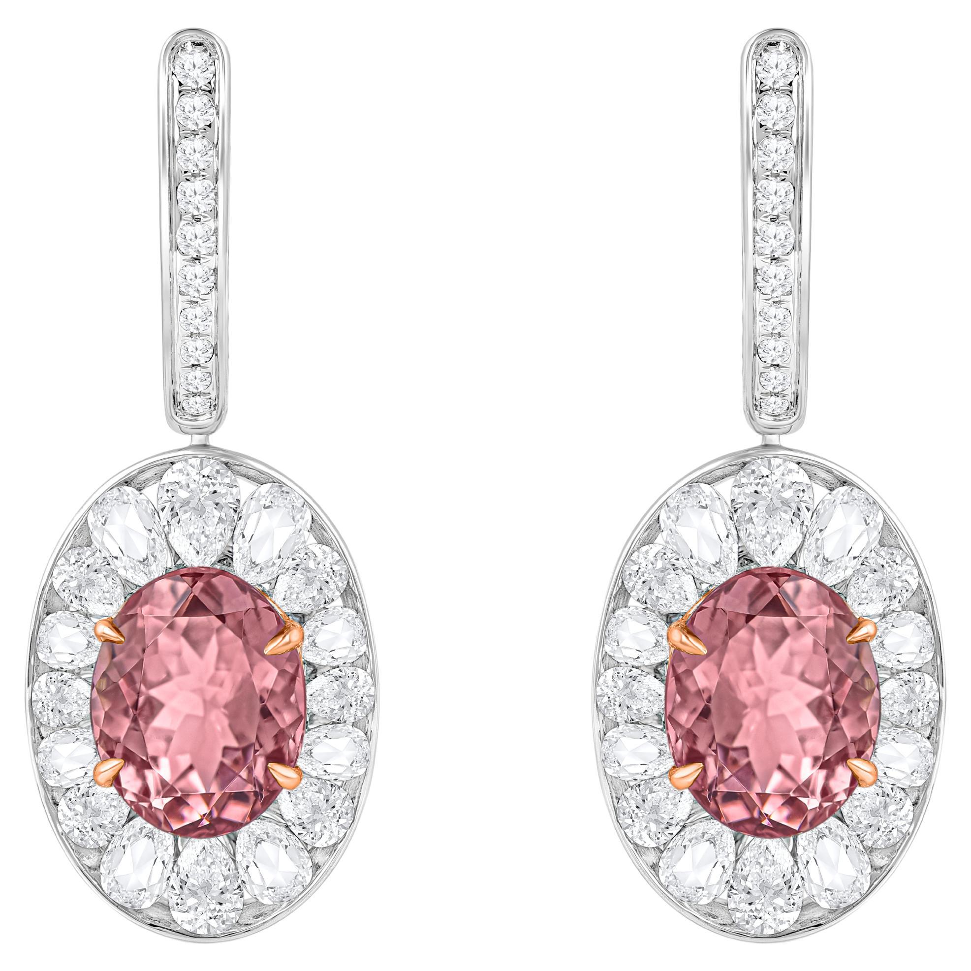 HARAKH 18KT Cascade-Ohrring aus Gold mit farblosen Diamanten und lila rosa Turmalin