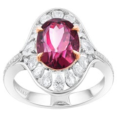 HARAKH 18KT Gold Colorless Diamond and Purplish Pink Tourmaline Cascade Ring