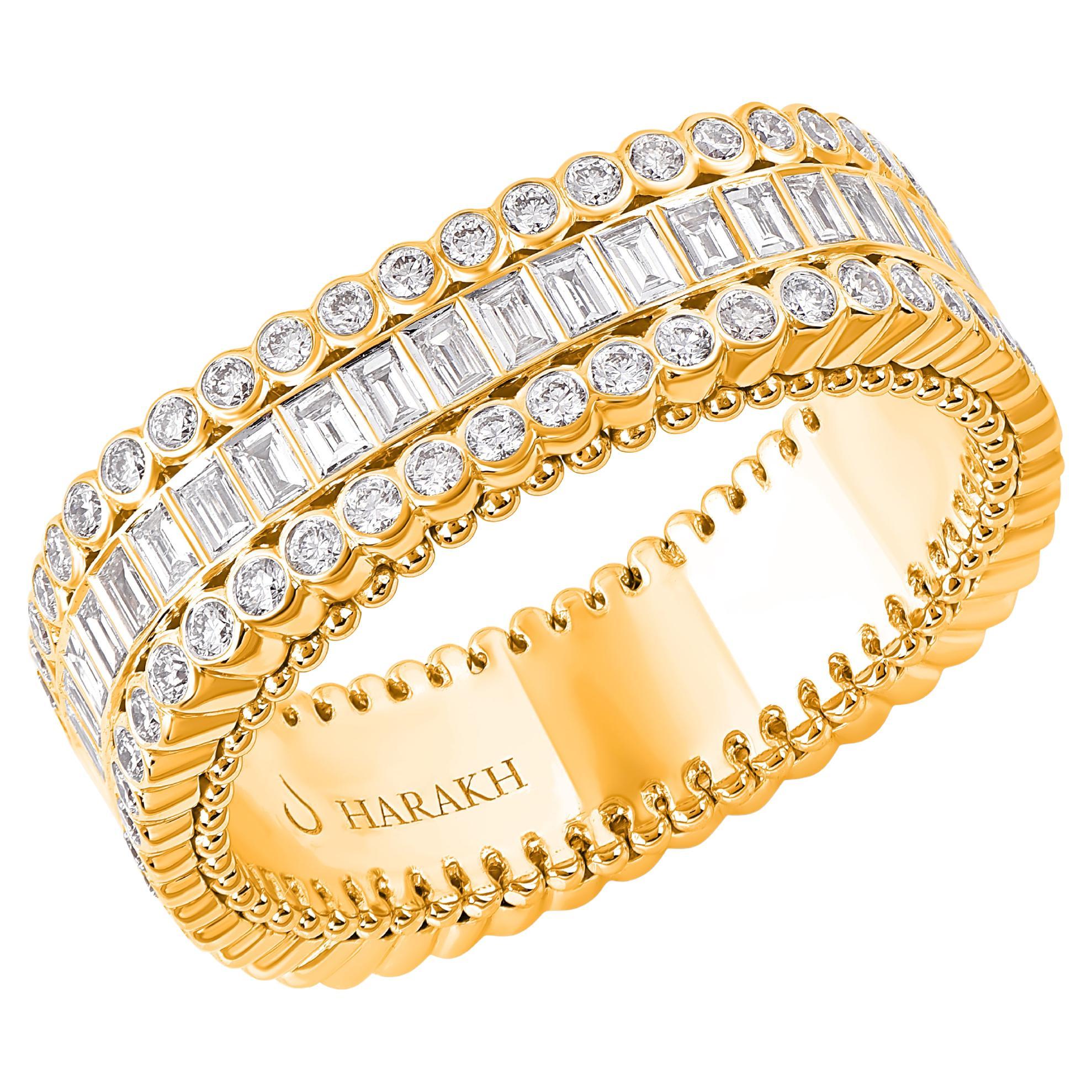 HARAKH 18KT Gold Colorless Diamond Contemporary Baguette Ring
