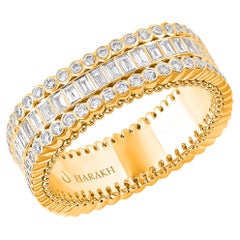HARAKH 18KT Gold Colorless Diamond Contemporary Baguette Ring