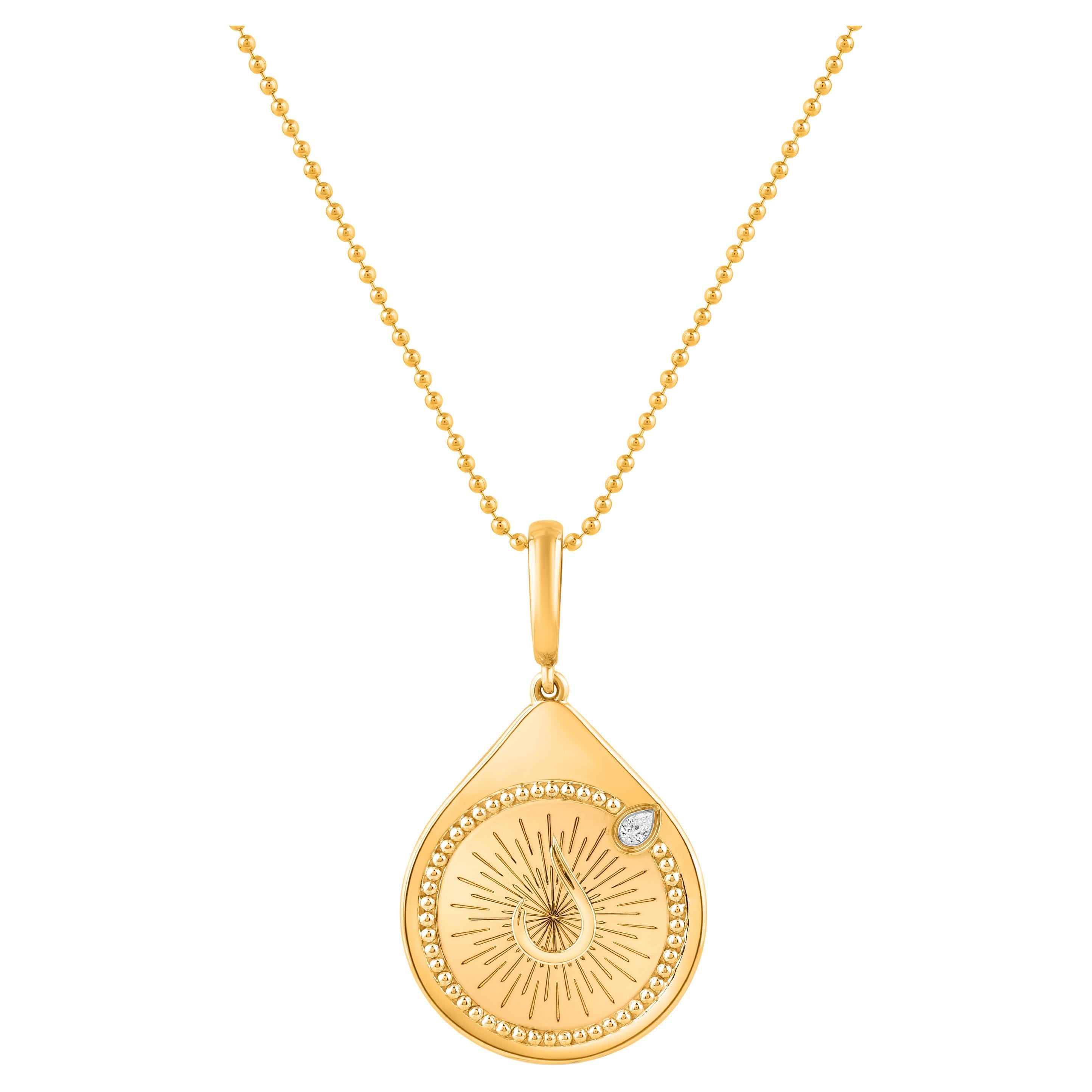 HARAKH 18KT Gold farbloser Diamant-Tropfen-Anhänger mit JOY Bliss-Anhänger