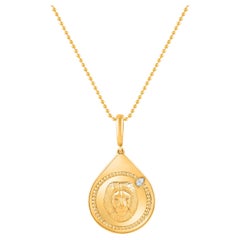HARAKH 18KT Gold farbloser Diamant-Tropfen-Anhänger mit JOY Courage-Anhänger