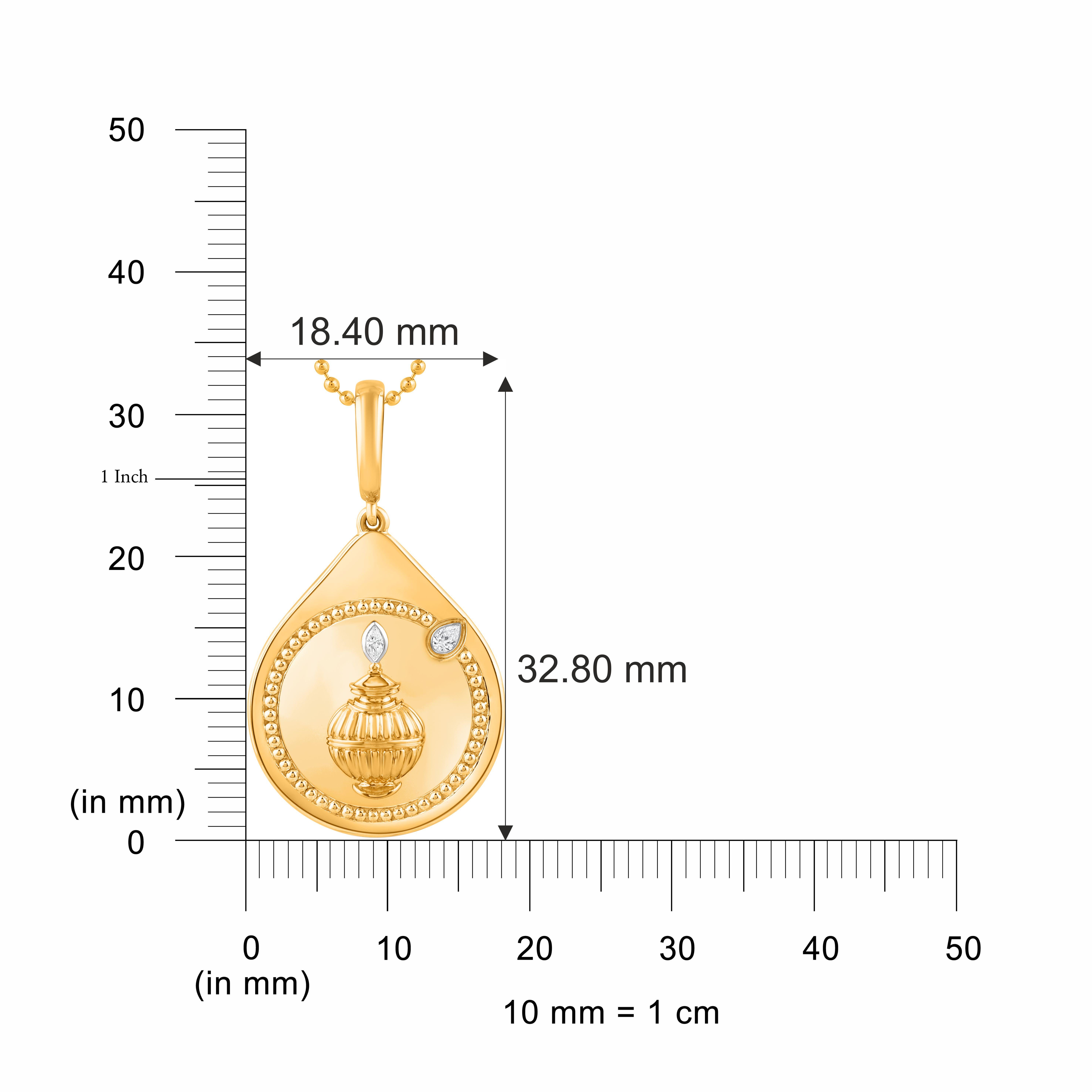 Contemporaneo Collana con ciondolo di prosperità con diamanti incolore in oro 18KT di Harakh in vendita