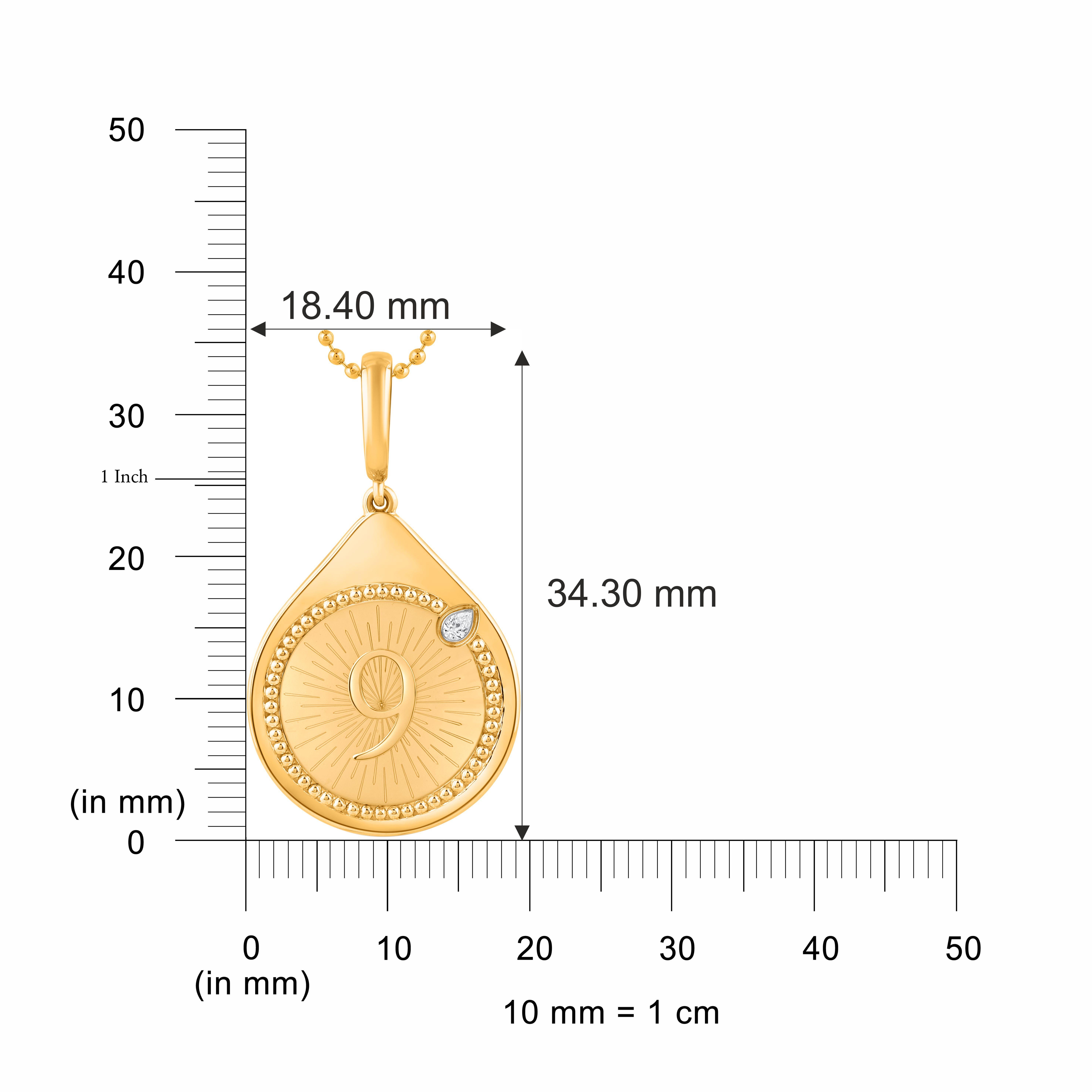 Dalla Collection'S Drops of JOY di Harakh, il charme n. 9 è foriero di buona fortuna e accoglie la magica SERENDIPITA'. 

Questa collana di charme è tempestata da un diamante con taglio a pera.

Le collane con ciondolo charme possono essere
