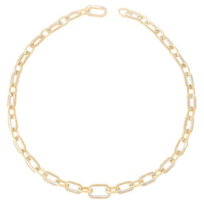 HARAKH 18KT Gold Colorless Diamond Studded Sunlight Classic Paper Clip Necklace