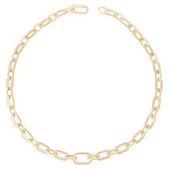 HARAKH 18KT Gold Colorless Diamond Studded Sunlight Classic Paper Clip Necklace