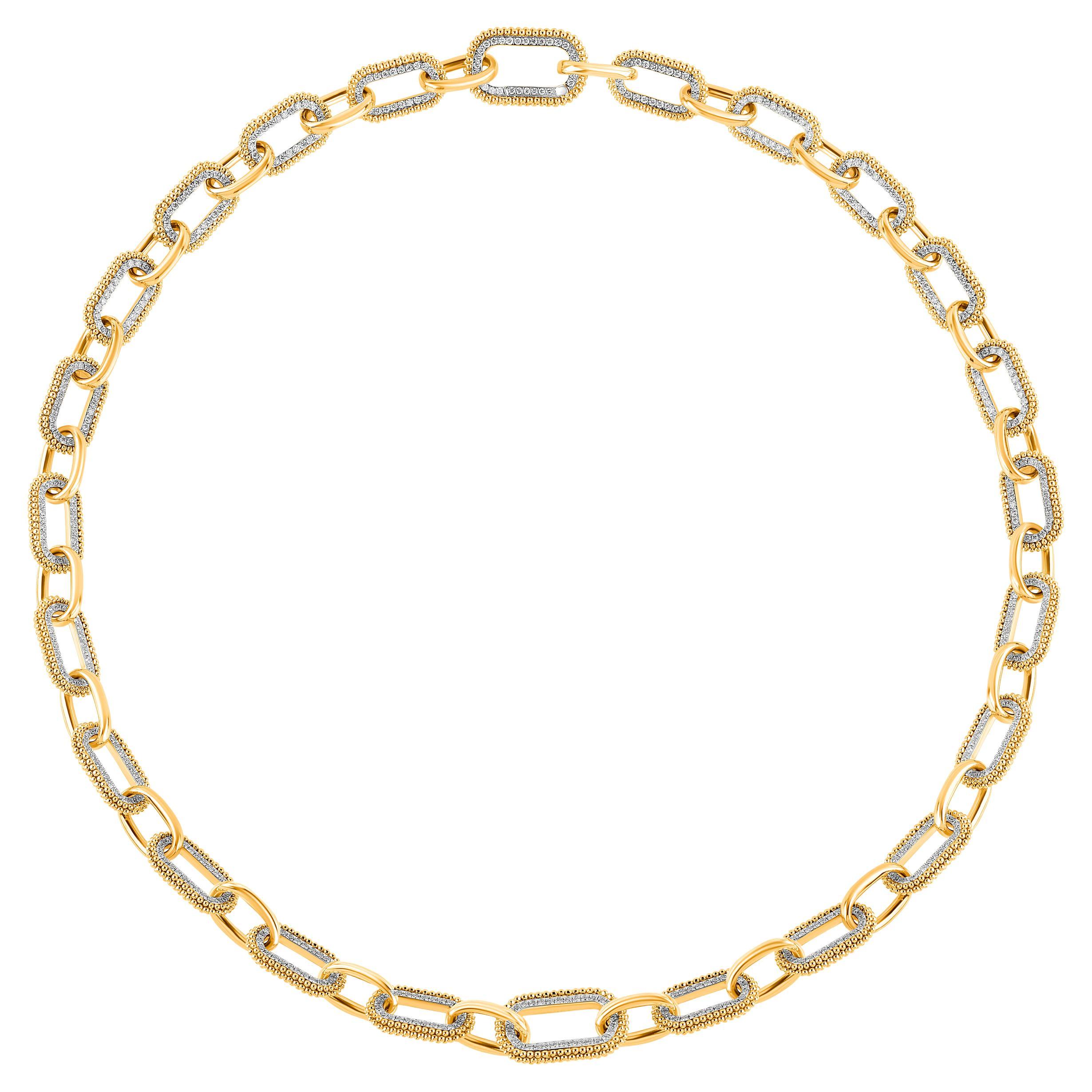 HARAKH 18KT Gold Colorless Diamond Studded Sunlight Classic Paper Clip Necklace