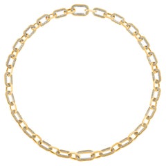 HARAKH 18KT Gold Colorless Diamond Studded Sunlight Classic Paper Clip Necklace