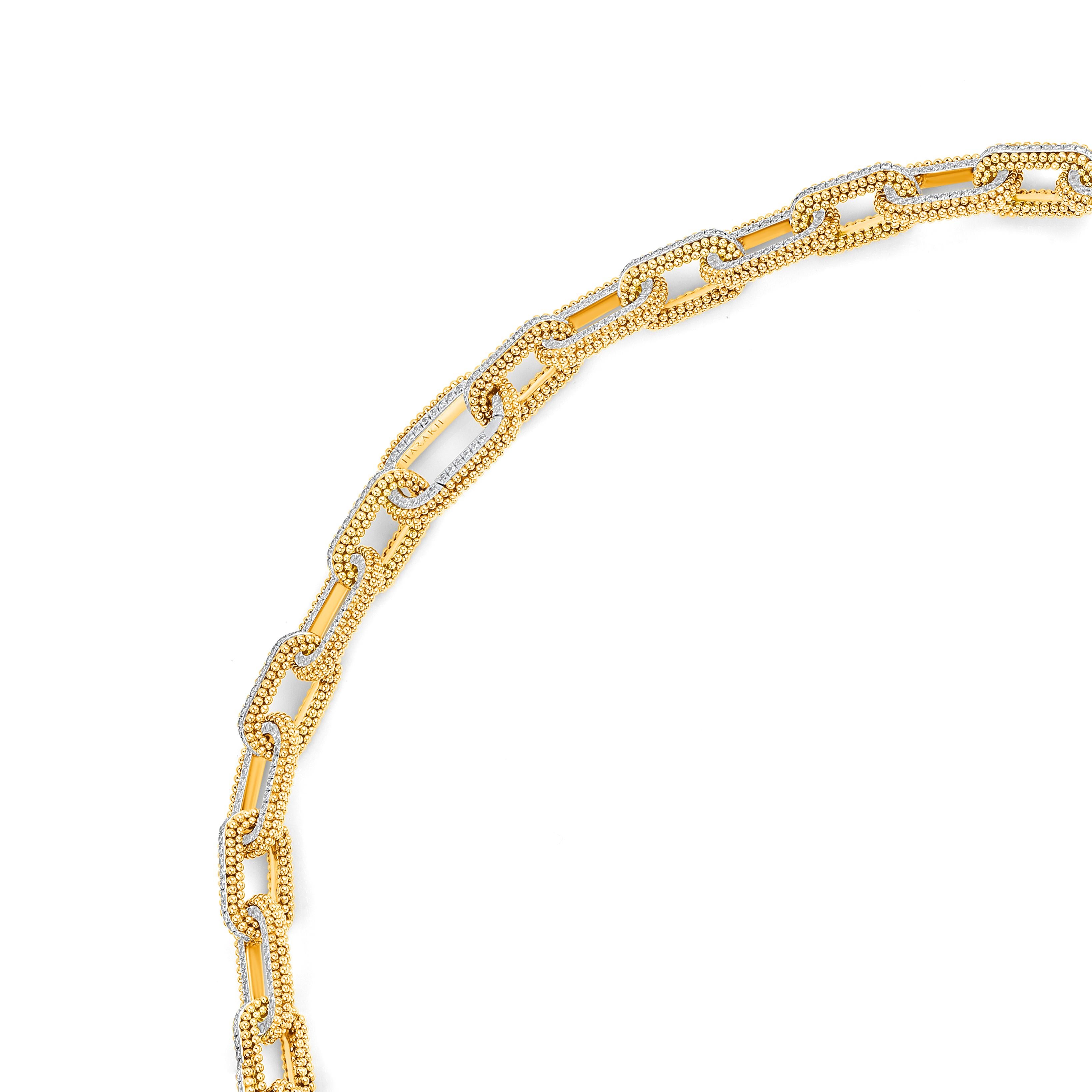Contemporary HARAKH 18KT Gold Colorless Diamond Sunlight Paper Clip Necklace For Sale