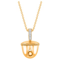 HARAKH 18KT Gold Natural Colorless Diamond Ghunghroo Melodic Pendant-Charm