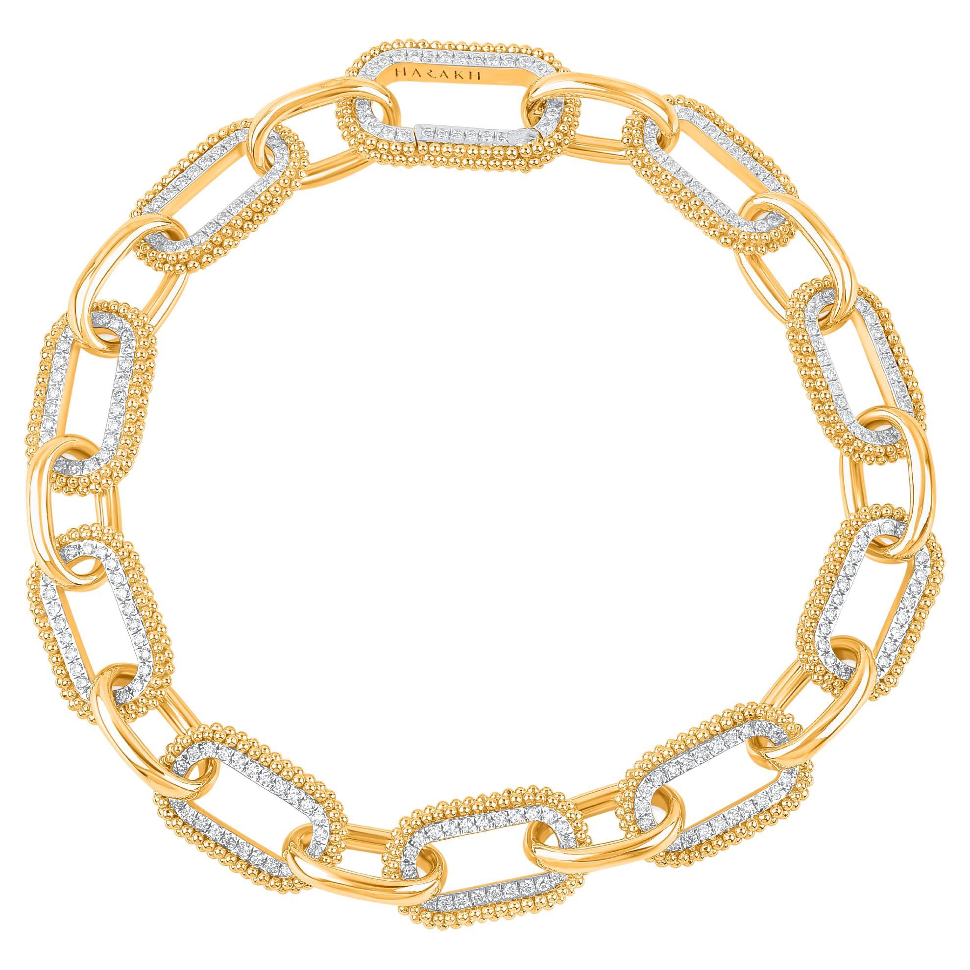 HARAKH 18KT Gold Nature Colorless Diamond Sunlight Paper Clip Bracelet.