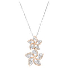 HARAKH Collier pendentif floral Frangipani en or rose 18 carats et diamants incolores