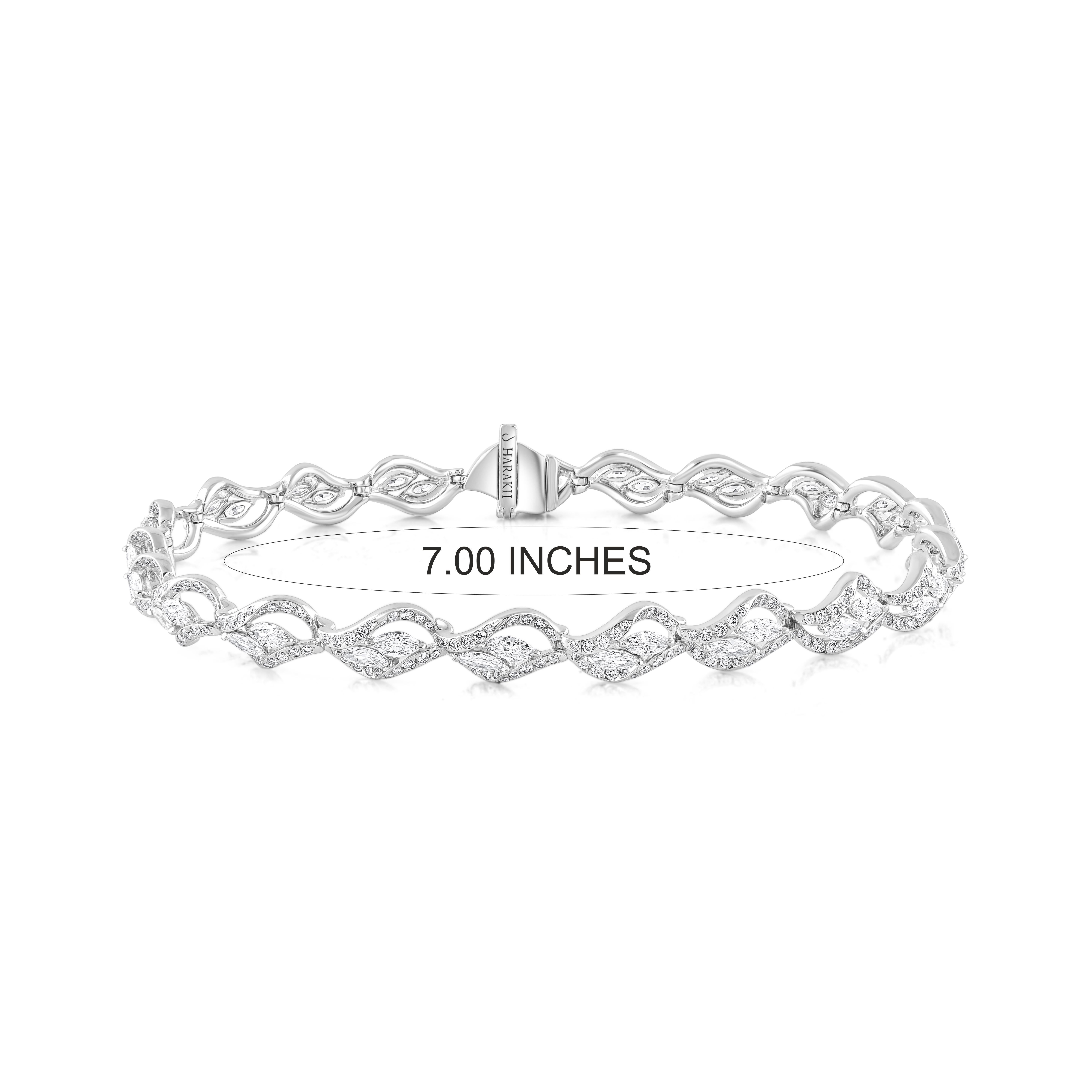 Contemporaneo HARAKH 3 1/5 CT Diamante naturale incolore - Bracciale a vortice in oro bianco 18KT in vendita