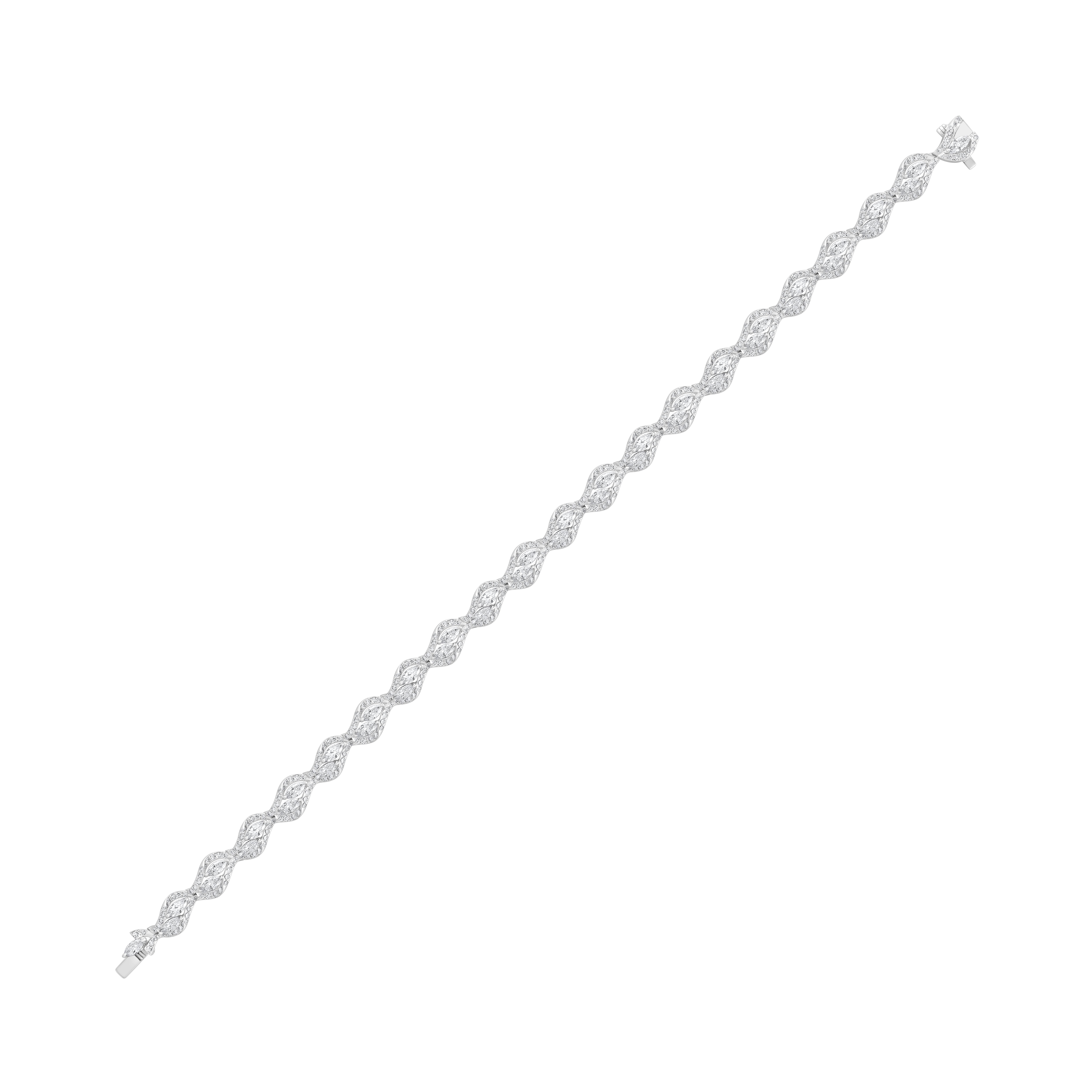 Taglio brillante HARAKH 3 1/5 CT Diamante naturale incolore - Bracciale a vortice in oro bianco 18KT in vendita