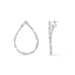 HARAKH 18KT White Gold Colorless Diamond Contemporary Hoop Earrings