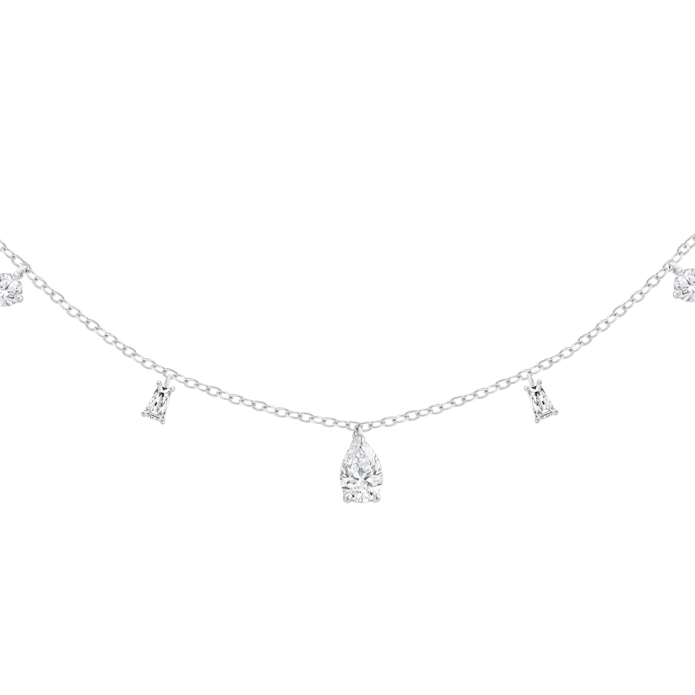 Modern HARAKH 18KT White Gold Colorless Diamond Contemporary Station Necklace For Sale