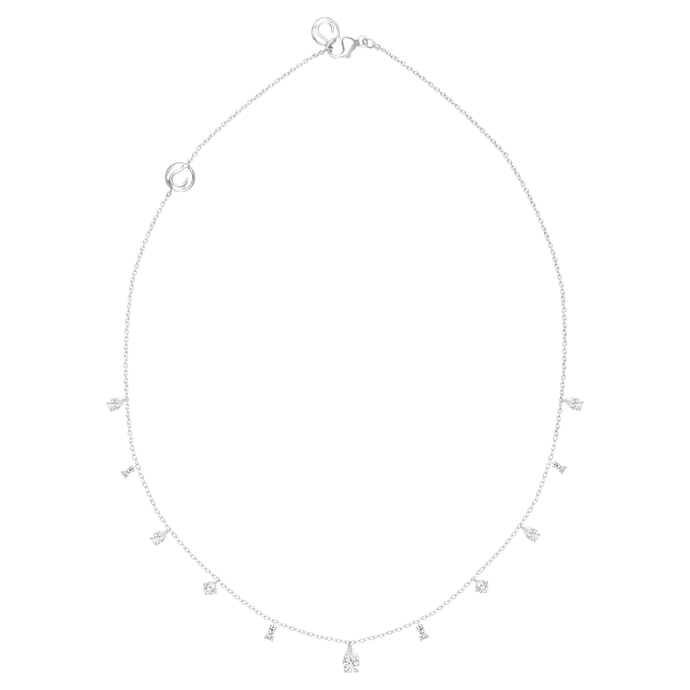 HARAKH 18KT White Gold Colorless Diamond Contemporary Station Necklace
