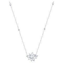 HARAKH 18KT White Gold Nature Colorless Diamond Cascade Cluster Necklace