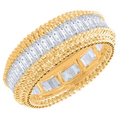 HARAKH, bague d
éternité complète en or jaune 18 carats avec diamants baguettes incolores