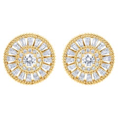 HARAKH 2 1/2 CT Colorless Diamond 18 Karat Yellow Gold Sunlight Hoop Earring