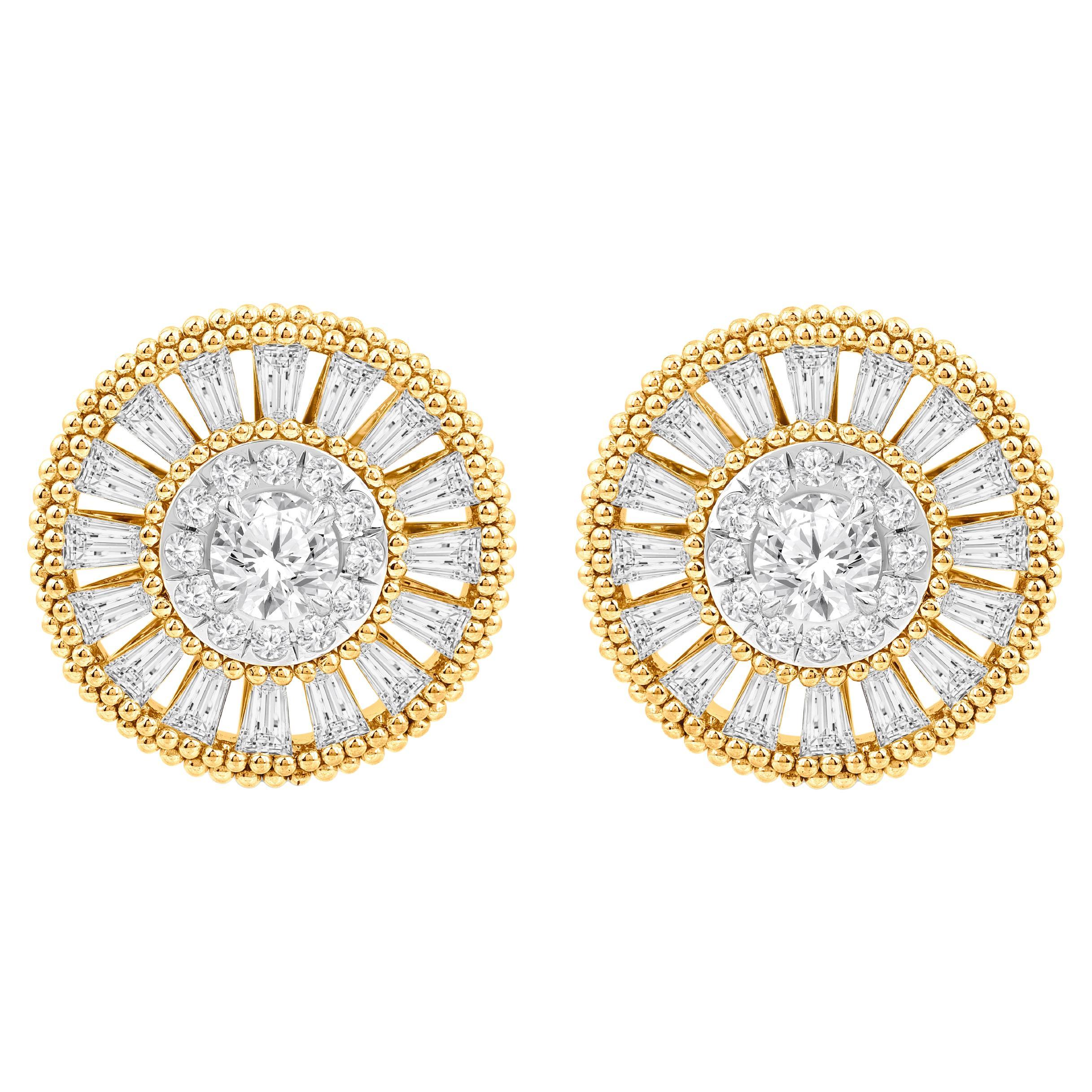 HARAKH 2 1/2 CT Diamante incolore in oro giallo 18 carati Orecchino a cerchio Sunlight