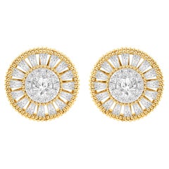 HARAKH, créoles Sunlight en or jaune 18 carats et diamants incolores 2 1/2 carats