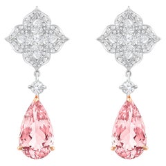 Orecchino Mandala con diamante incolore e morganite HARAKH 2 1/4 CT