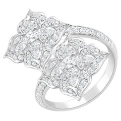 HARAKH 2 1/4 CT Colorless Diamond Mandala Duo Curve Ring in 18KT White Gold
