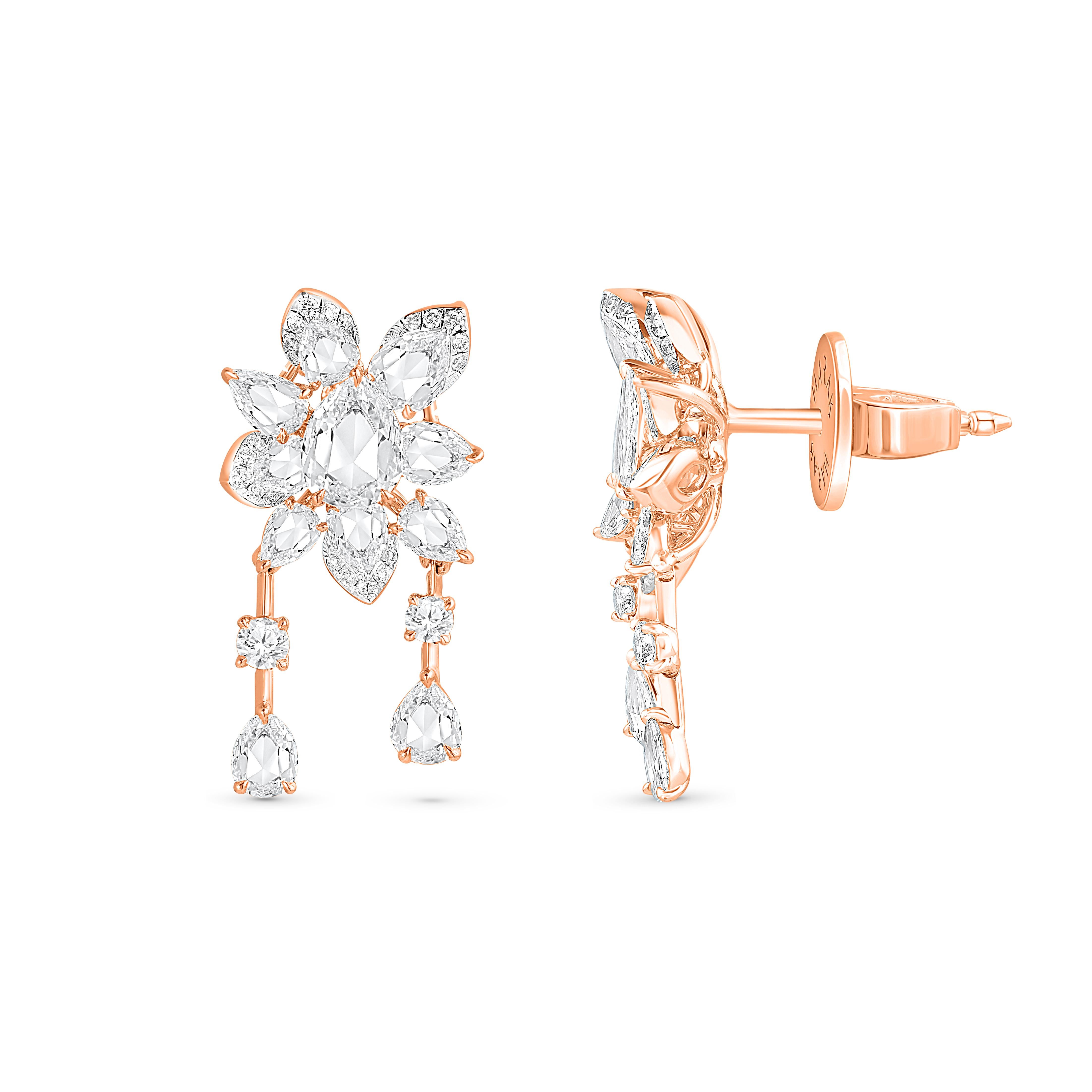 Harakh 2 1/5 Karat Brillantschliff natürlicher farbloser Diamant Cascade-Ohrstecker (Zeitgenössisch) im Angebot