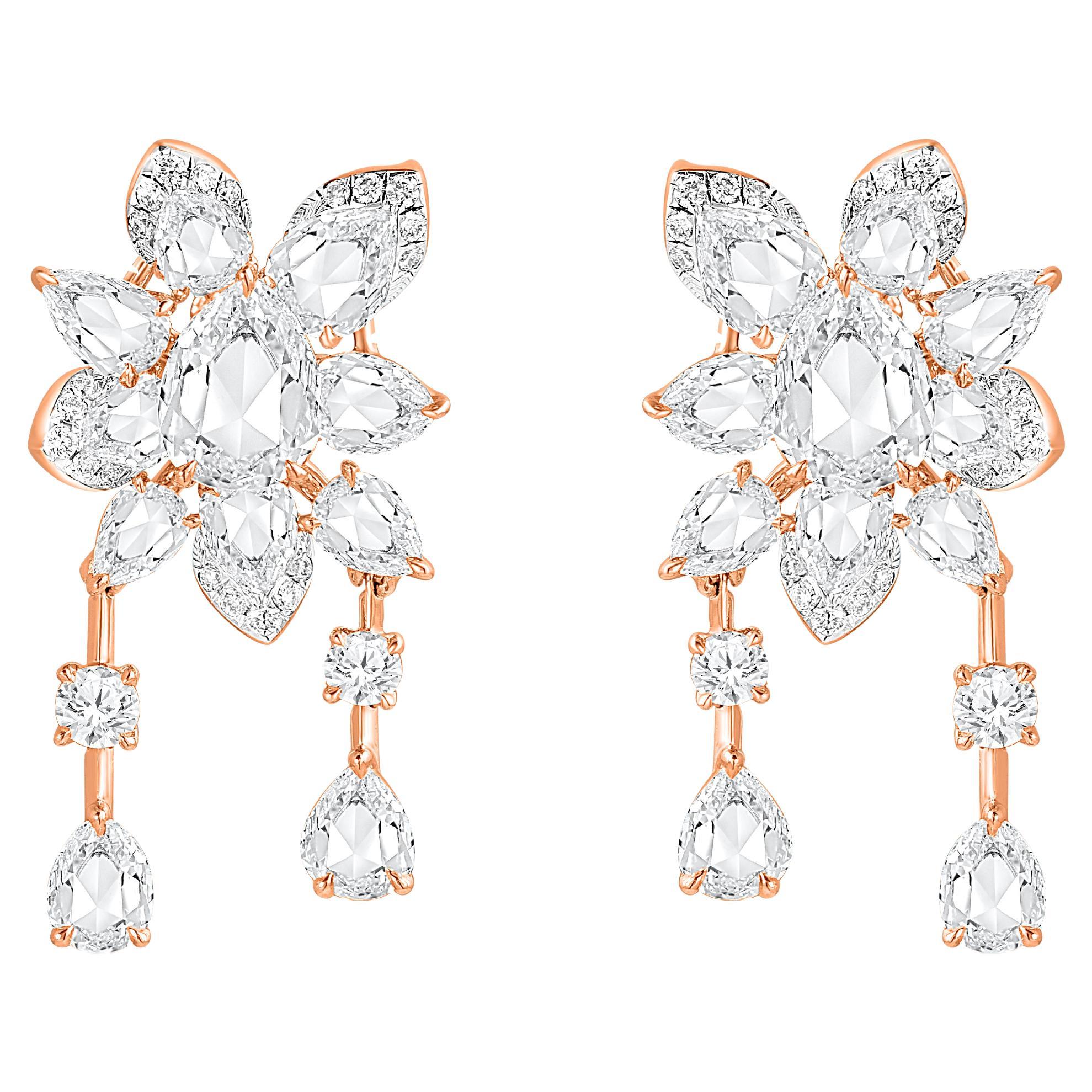 Harakh 2 1/5 Carat Brilliant Cut Natural Colorless Diamond Cascade Stud Earrings