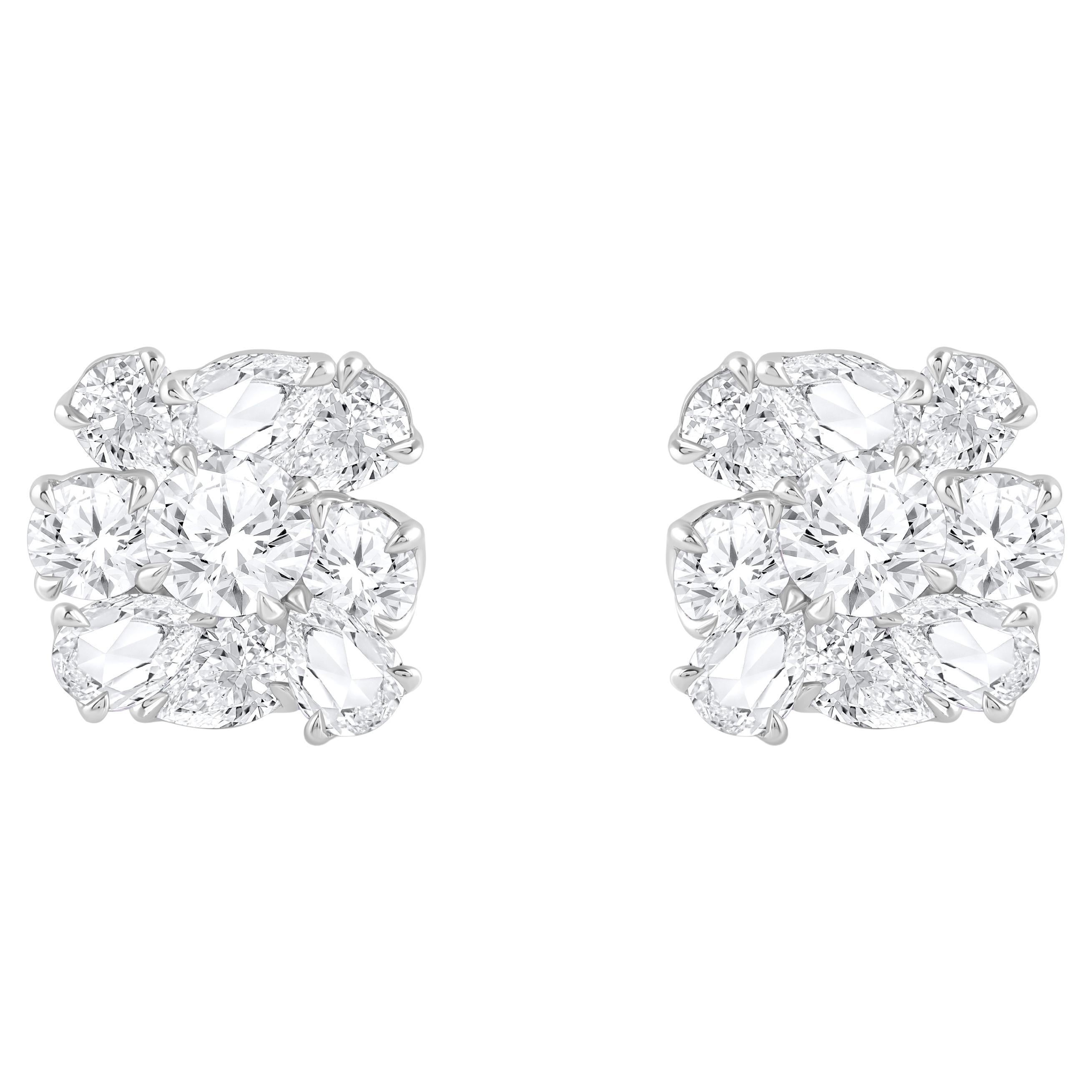 HARAKH 2 1/5 Carat Colorless Diamond Cascade 18KT White Gold Earrings