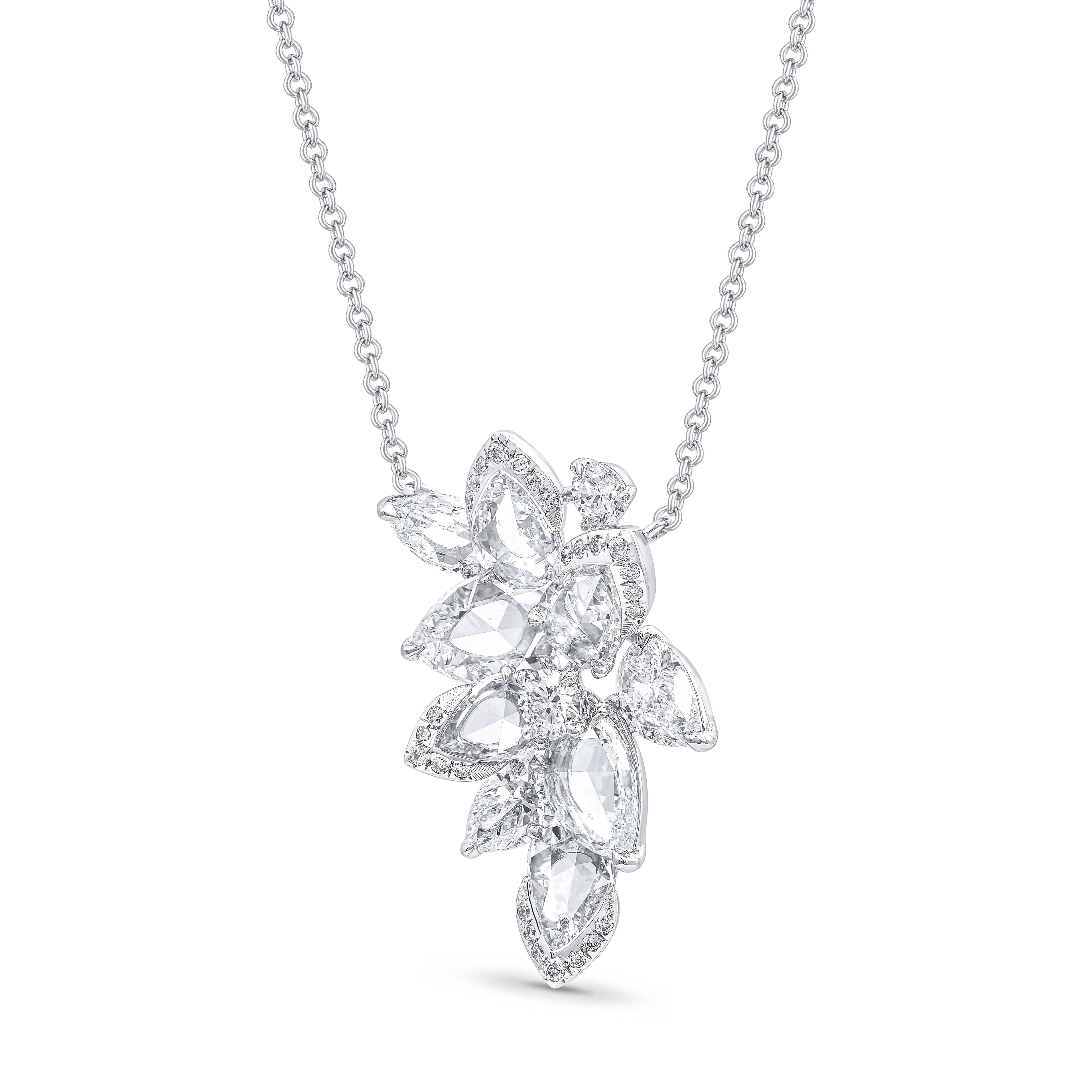 Contemporain Collier Cascade en diamant incolore naturel de 2 3/4 carats à taille brillante en vente
