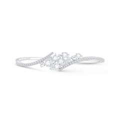 Harakh 2 3/4 Carat Colorless Diamond 14 KT White Gold Cascade Bangle
