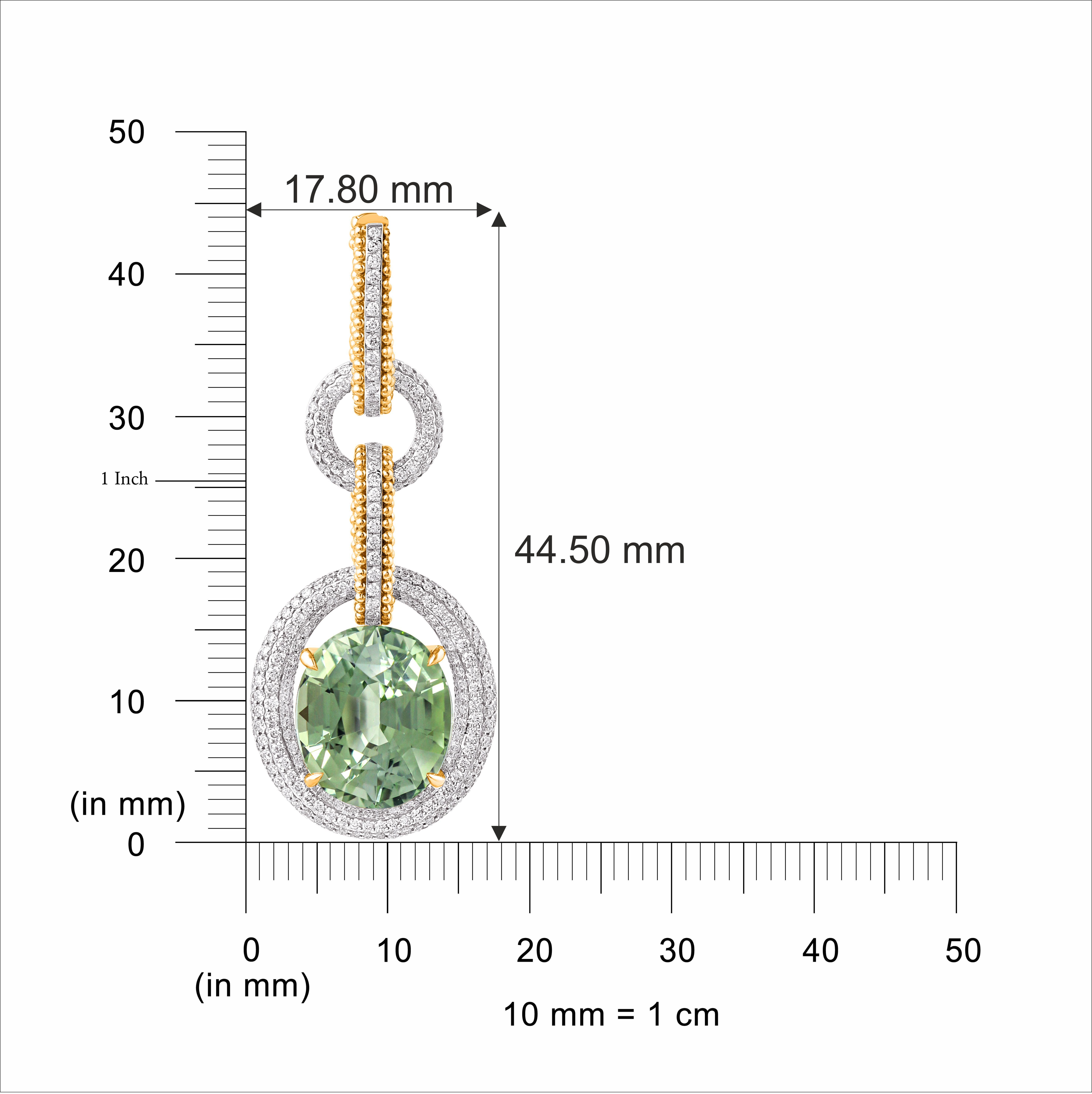 HARAKH 2 3/4 Karat farbloser Diamant & grüner Turmalin 18K Gold Sonnenlicht Ohrringe (Zeitgenössisch) im Angebot