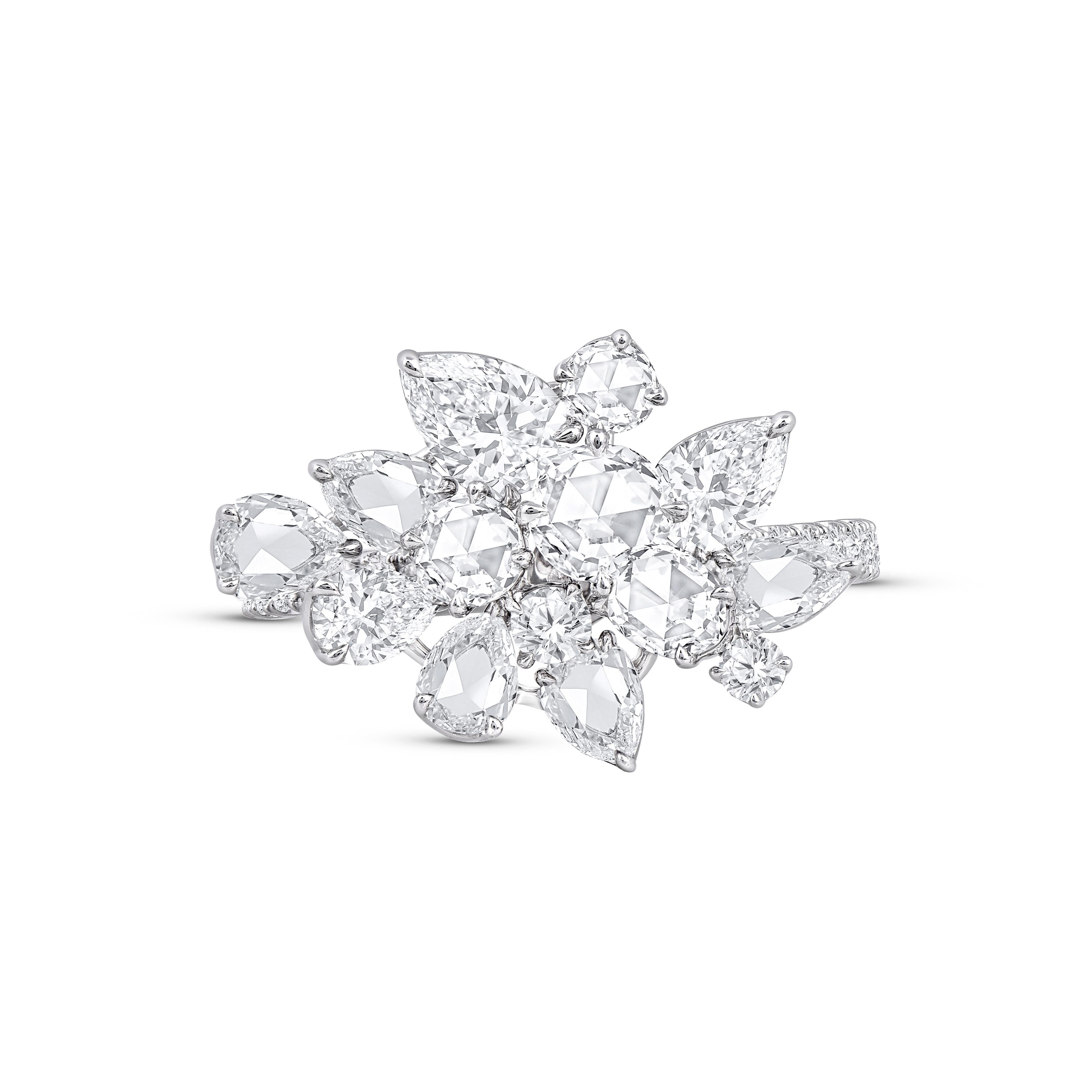 Harakh 2 3/8 Karat Brillantschliff Natürlicher farbloser Diamant Cascade Ring (Zeitgenössisch) im Angebot