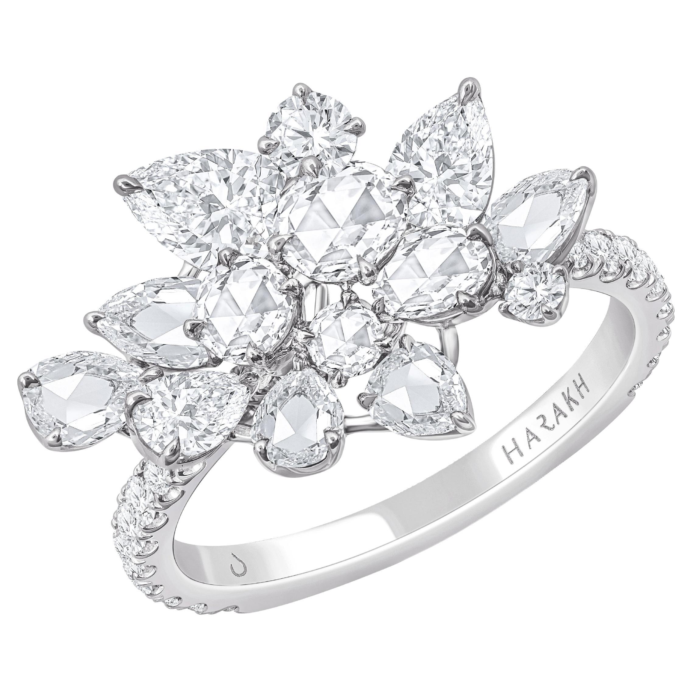 Harakh 2 3/8 Carat Brilliant Cut Natural Colorless Diamond Cascade Ring
