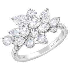 Harakh 2 3/8 Carat Brilliant Cut Natural Colorless Diamond Cascade Ring (bague à cascade de diamants incolores)