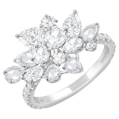 Harakh 2 3/8 Karat Brillantschliff Natürlicher farbloser Diamant Cascade Ring