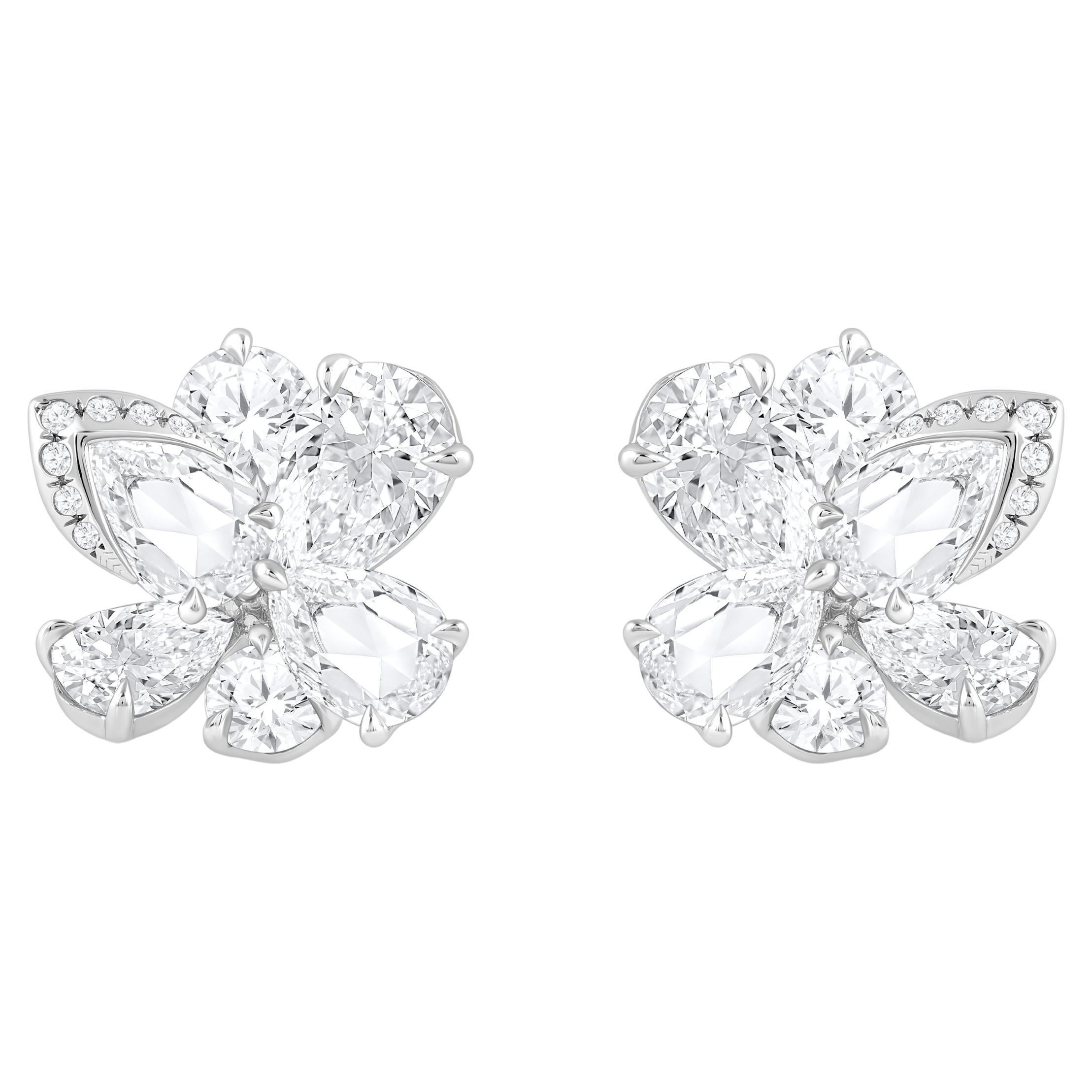 HARAKH Pendientes de oro de 18 KT con diamantes incoloros en cascada gota de rocío de 2 3/8 quilates en venta