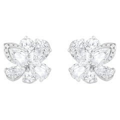 HARAKH Pendientes de oro de 18 KT con diamantes incoloros en cascada gota de rocío de 2 3/8 quilates